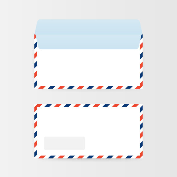 空邮信封，邮票孤立，白色背景。矢量插图。图片下载
