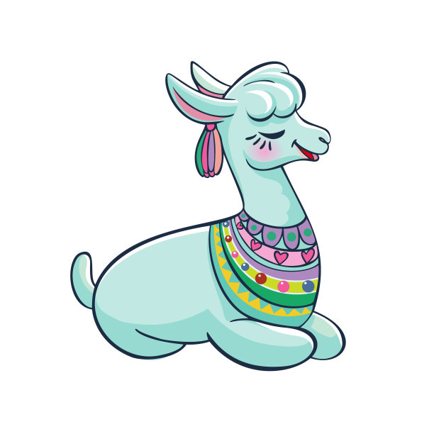 拉玛卡通羊驼。羊驼动物载体隔离图。卡片、贴纸、织物、纺织、t恤设计。儿童，现代潮流风格的孩子图片下载