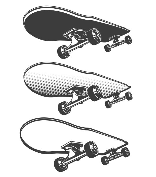 滑板运动复古插图图片下载
