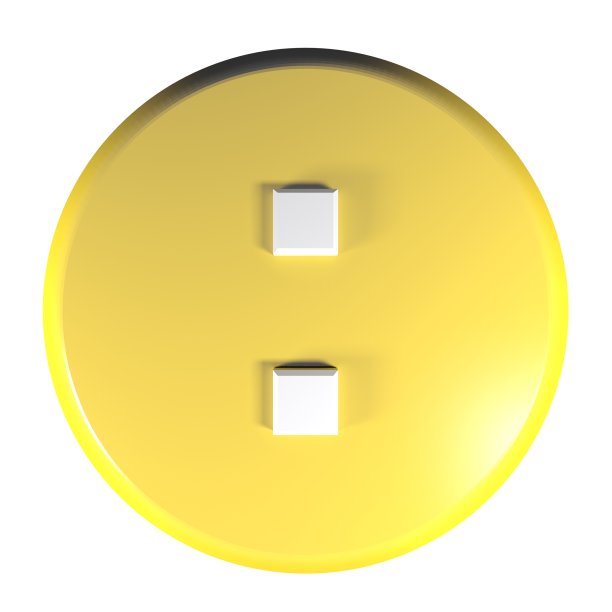 黄色圆形按钮与标志:用于除法操作- 3D渲染效果图图片下载