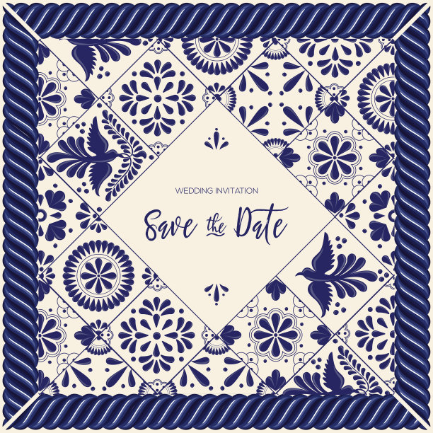 墨西哥塔拉维拉瓷砖保存日期卡-复制空间图片下载