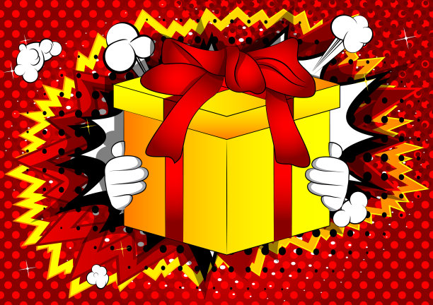 卡通手捧大礼盒。图片下载