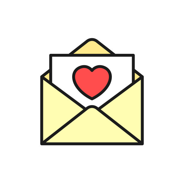 信封情书图标。情人节及婚礼概念插画设计。简单干净的单线符号。图片下载