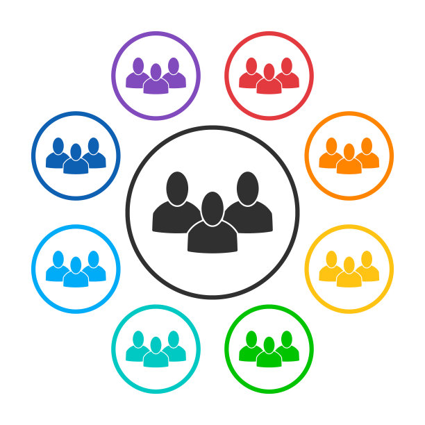 组圆形图标与3人图片下载