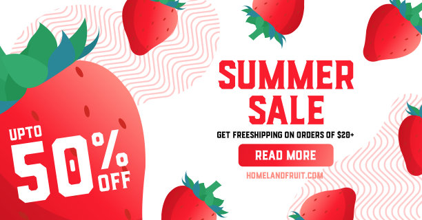 夏日大减价的横幅上挂着一片片成熟的水果图片下载