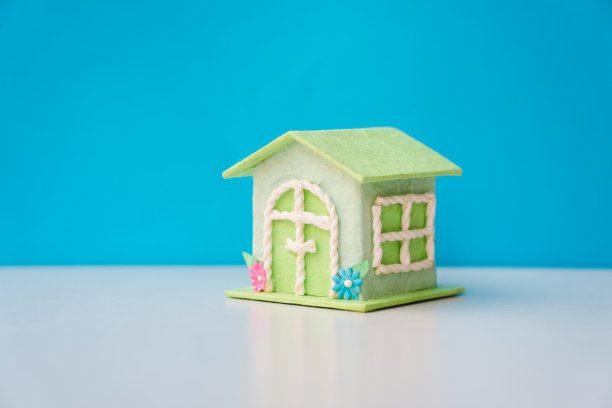 特写微型绿色复古房子图片下载