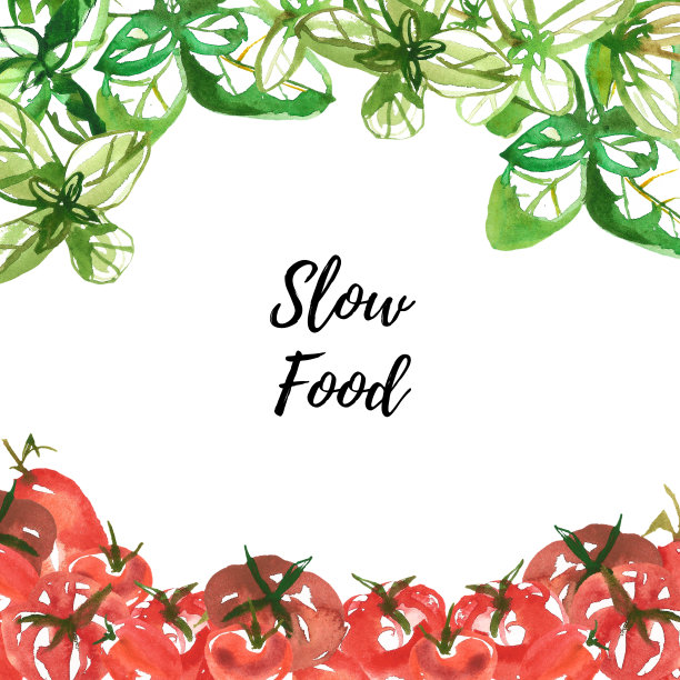 番茄和罗勒手绘水彩插图。有机蔬菜设计模板。健康的食物。农业市场的概念。收集番茄和罗勒叶及植物。图片下载