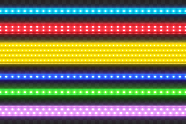 现实无缝Led彩色条集。装饰照明。图片下载