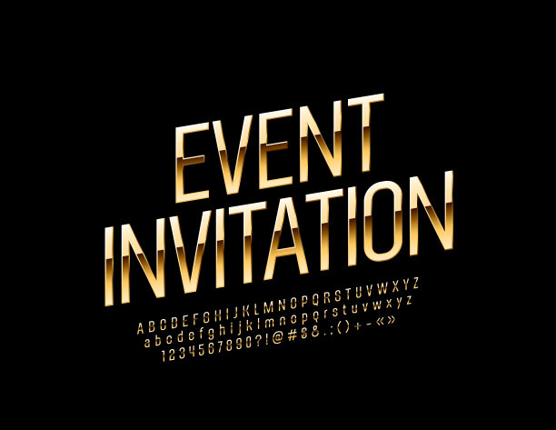 矢量黄金活动邀请与优雅的字母图片下载