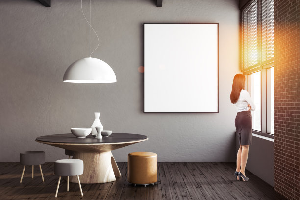 浅灰色的餐厅，海报，女人图片下载