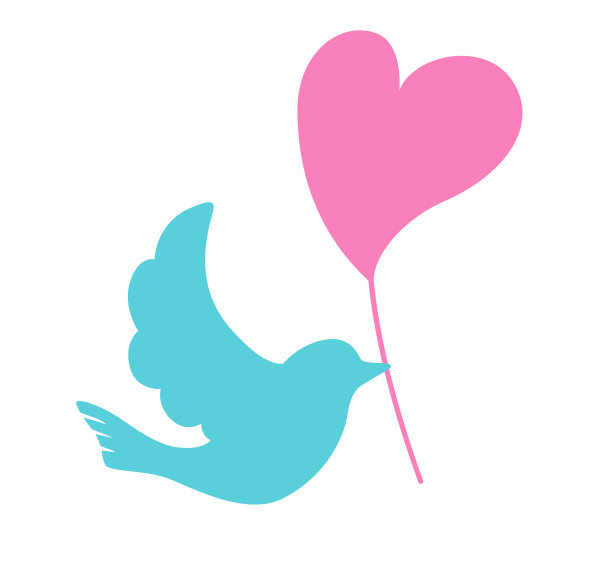 心和鸟的剪影材料图片下载