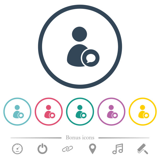 用户评论平面颜色图标在圆形轮廓图片下载