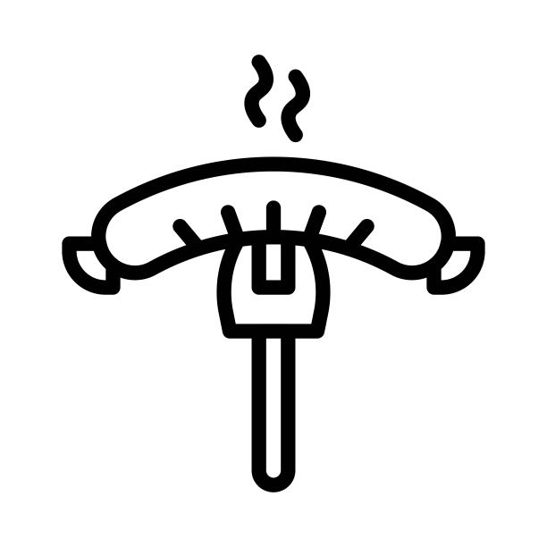 烧烤相关线条风格可编辑描边香肠矢量图标图片下载
