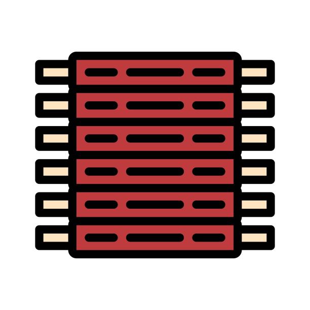 烧烤相关肋排矢量填充风格可编辑笔画图标图片下载