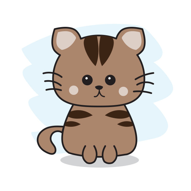 可爱的卡通小猫矢量插图图片下载