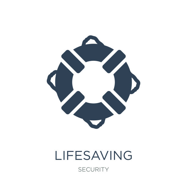 救生图标矢量在白色背景，救生时尚填充图标从安全收藏，救生矢量插图图片下载