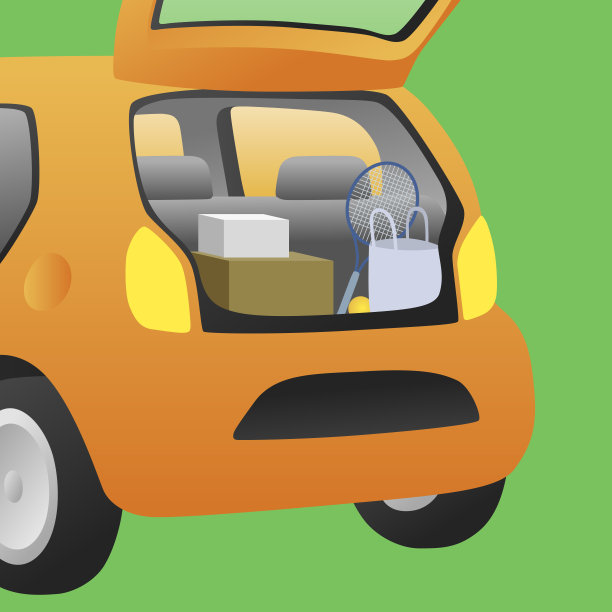 掀背车，打开门和后舱门，矢量插图图片下载