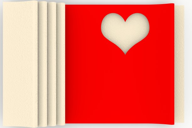 情人节爱心卡- 3D插图图片下载