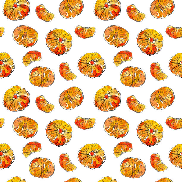 水彩手绘无缝柑桔图案:柠檬，柑橘，青柠，橙。非常适合包装果汁，冰淇淋和其他柑橘类水果产品图片下载