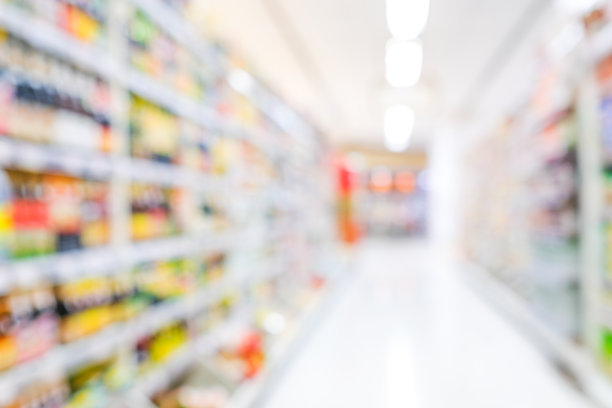 模糊背景，模糊杂货店超市在商场的背景，经营理念图片下载