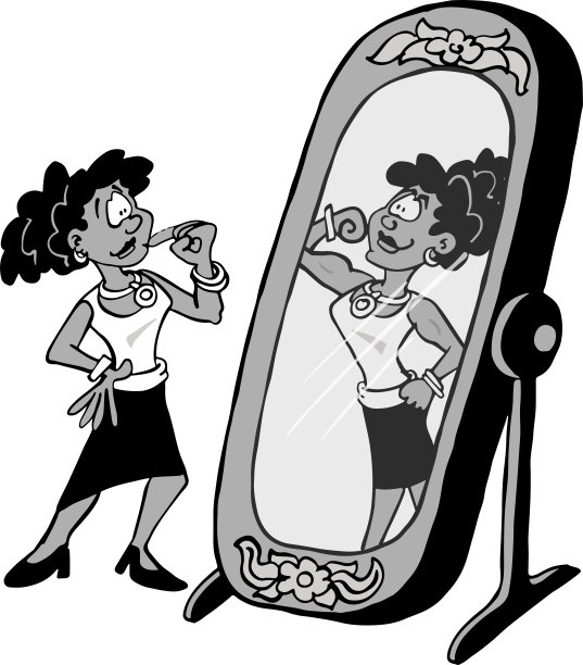 女商人约瑟芬看着镜子。图片下载