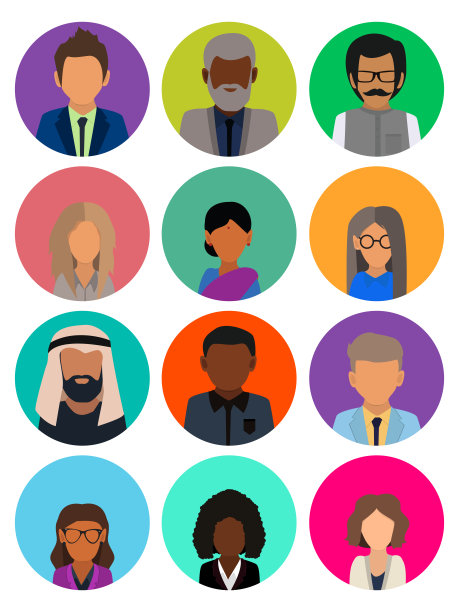 面临着头像图标。用户头像。客户服务图标。业务《阿凡达》概要文件。平面矢量图标集。图片下载