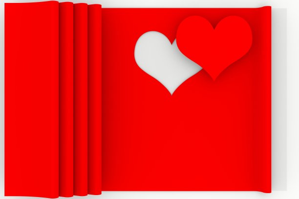 情人节爱心卡- 3D插图图片下载