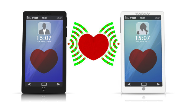 3D插图-智能手机，爱交流。图片下载