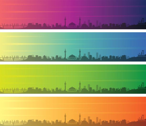 安曼多色梯度天际线横幅图片下载