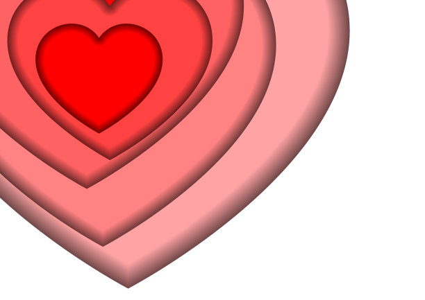 心形的爱的象征情人节从红色，白色和粉红色的纸切割层与阴影的横幅，海报，贺卡。矢量插图。图片下载