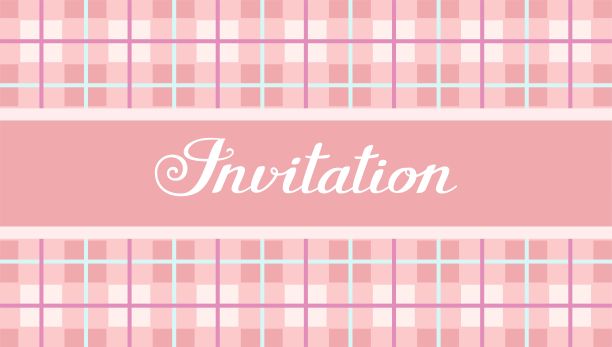 请柬，方格图案，粉红色，矢量，英文。图片下载