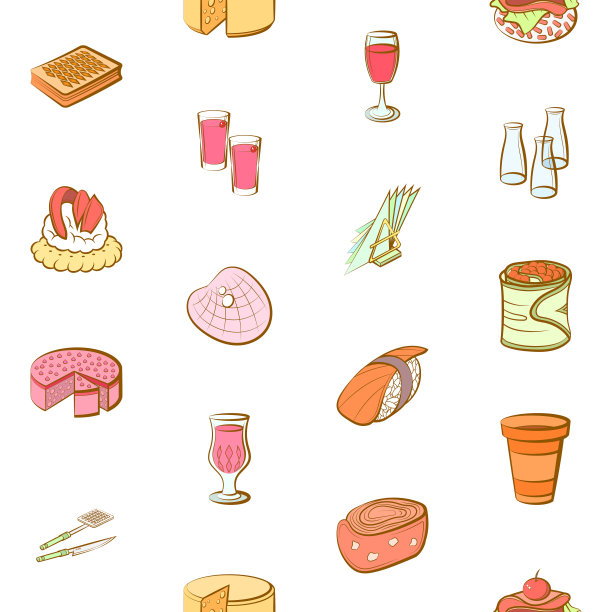 食物图片。印刷，设计，网页的背景知识。无缝的。彩色的。图片下载