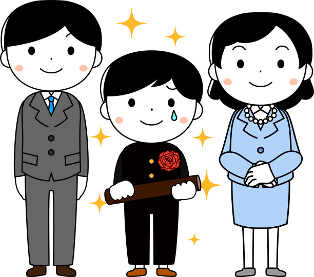 可爱的家长和孩子在毕业典礼上图片下载