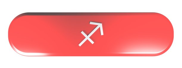 十二宫射手座图标红色圆角矩形按钮- 3D渲染插图图片下载