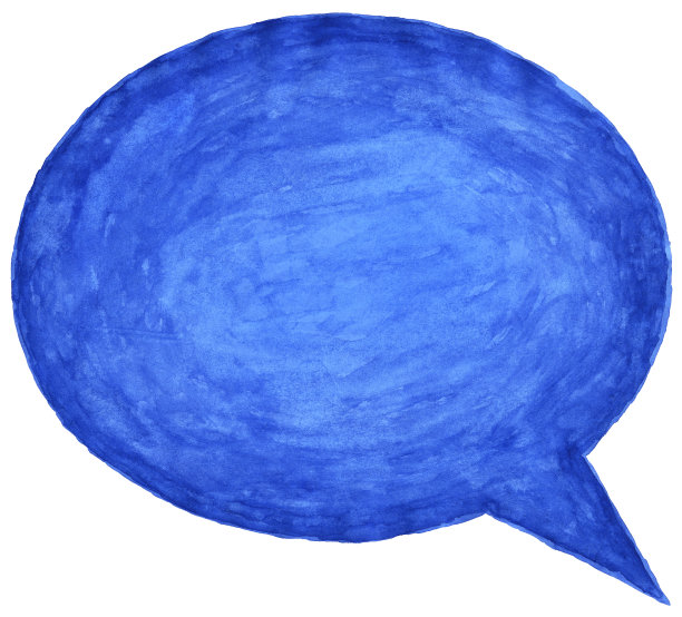 椭圆语音气泡符号与蓝色水彩油漆纹理隔离在白色背景。图片下载