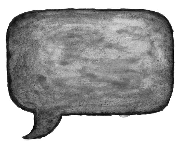 矩形语音气泡符号与黑色水彩油漆纹理隔离在白色背景。图片下载