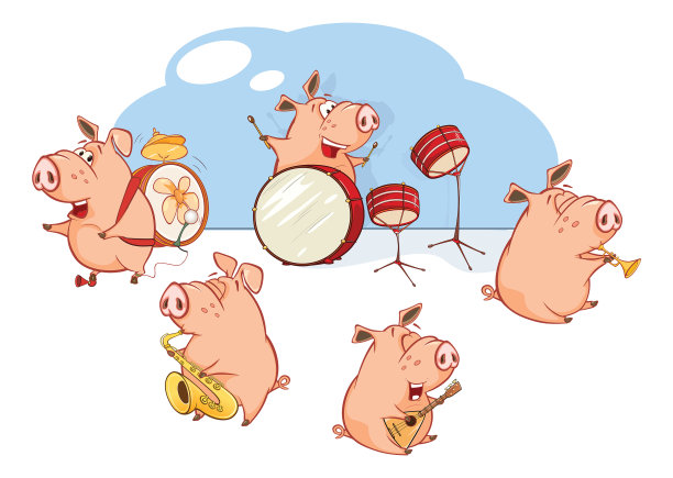 矢量插图的伟大动物猪管弦乐队图片下载