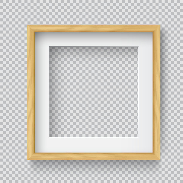 挂在墙上的方形木制空白相框照片图片下载