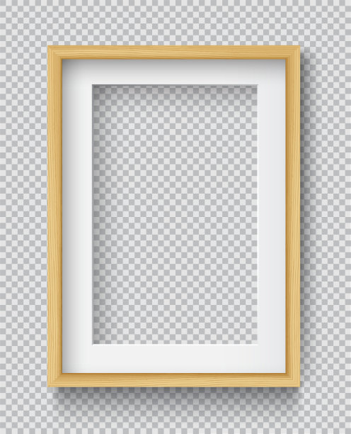 挂在墙上的方形木制空白相框照片图片下载