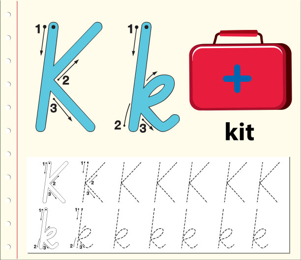 字母K跟踪字母表工作表图片下载