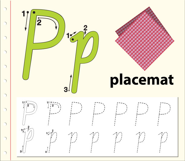 字母P追踪字母表工作表图片下载