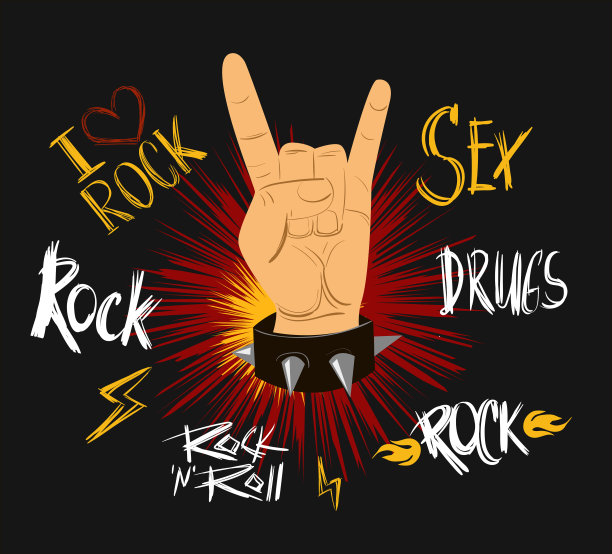 摇滚手势。矢量图图片下载