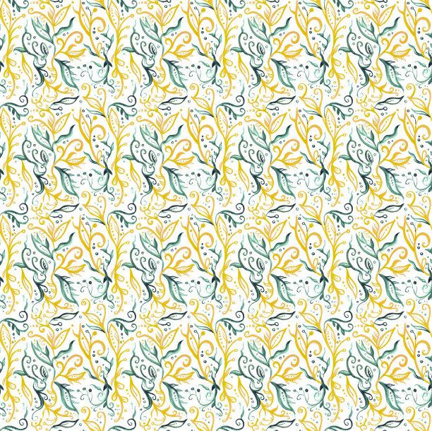 水彩橙绿蓝无缝花图案图片下载