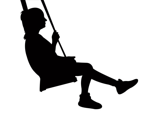 女孩摇摆，剪影向量图片下载