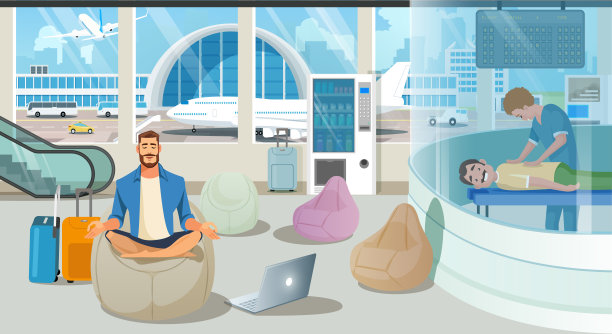机场候机室或休息室服务向量图片下载