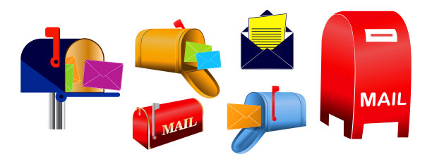 一套经典的邮箱和信封。图片下载