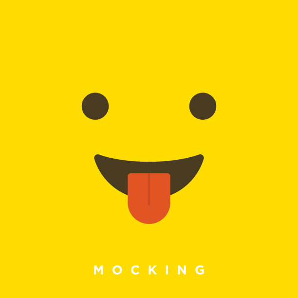 高质量的矢量卡通嘲笑表情符号与平面设计风格，社交媒体反应-矢量EPS10图片下载