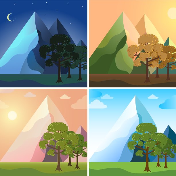 山脉旗帜图标设置。矢量插图设计图片下载