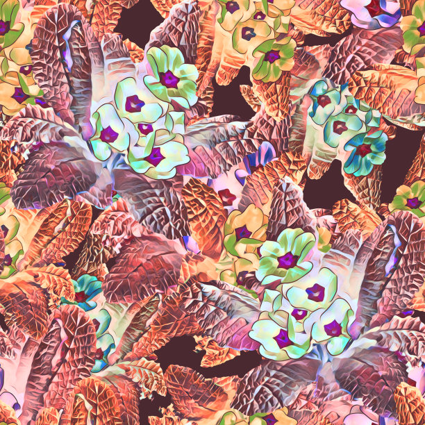 报春花无缝隙图案。图片下载