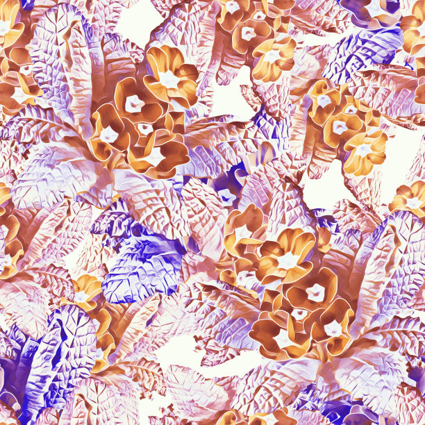 报春花无缝隙图案。图片下载